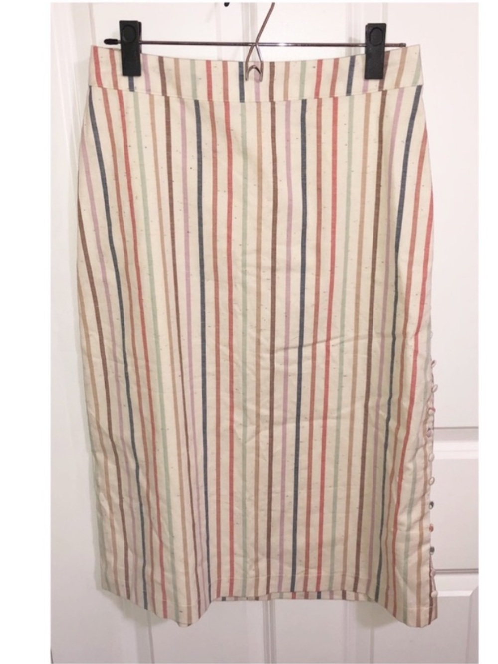 Madewell Button Midi Skirt Flecked Rainbow Stripe